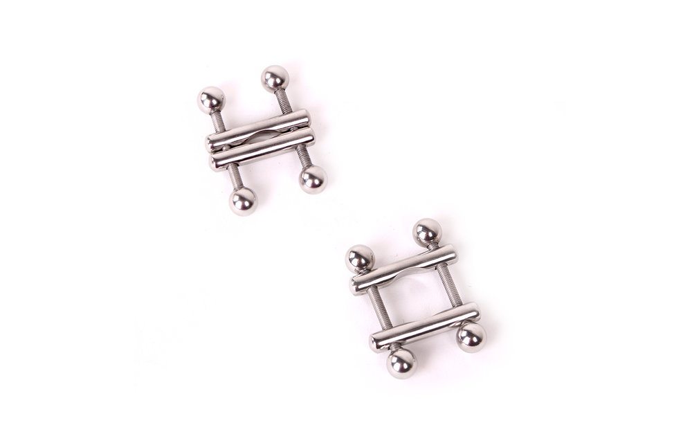 Nipple Clamps 2 End Ball | Kiotos 100% Stainless Steel & Toy Cleaner