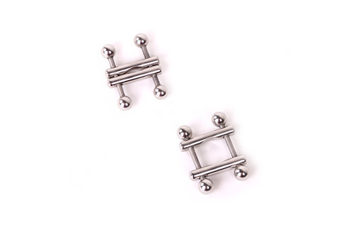 Nipple Clamps 2 End Ball | Kiotos 100% Stainless Steel & Toy Cleaner