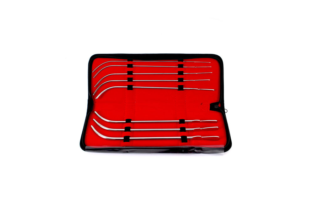 Van Buren Urethral Sounds Set | 8 Stahl-Dilatatoren in J-Form