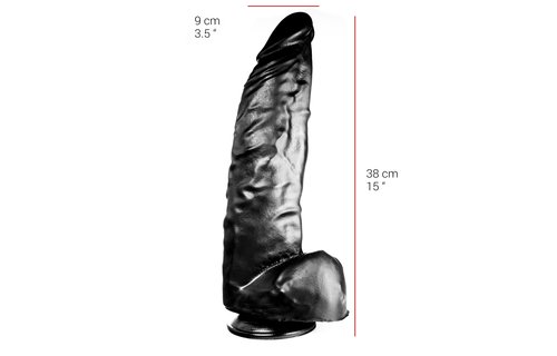 Dildo 38 cm 9 cm | Saugnapf, Hautfarben & Schwarz, PVC & Sicher