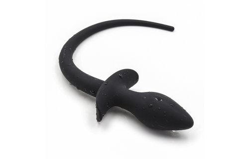 Anal Plug Dog Tail 28 cm - Soft Silicone, Black