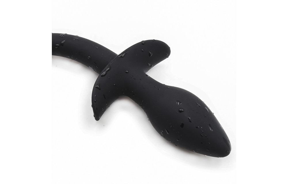 Anaal Plug Dog Tail 28 cm - Zachte Siliconen, Zwart