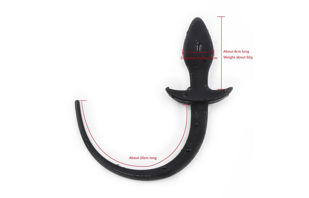 Anal Plug Dog Tail 28 cm - Soft Silicone, Black