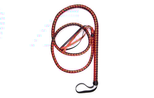 Long Black & Red Whip 190 cm | PU Leather Punishment Gaming