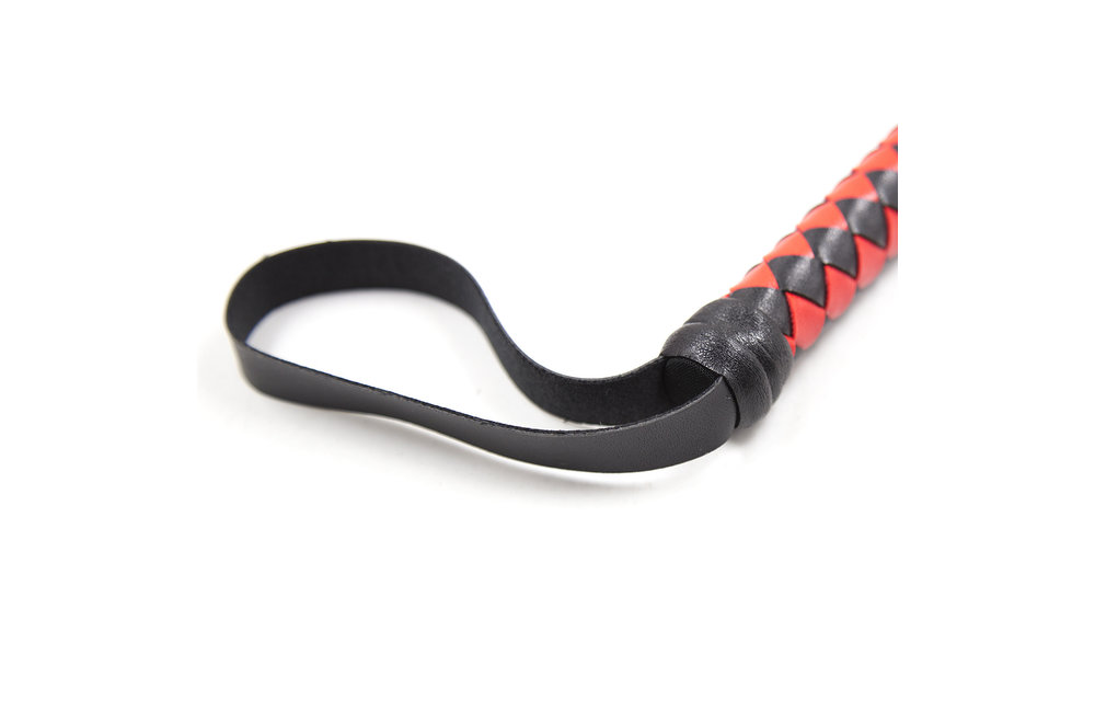 Lange Zwarte & Rode Zweep 190 cm | PU Leder Straf Gaming