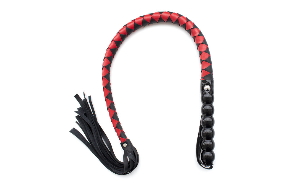 Mahogany Black & Red Flogger - Sturdy 85 cm PU Whip