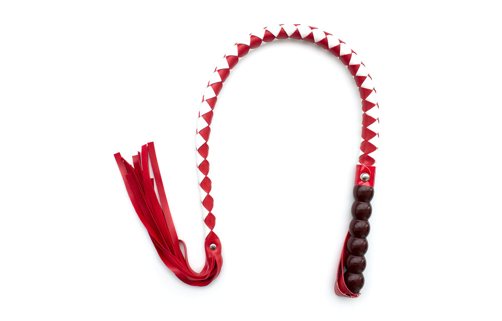 Mahonie Rood-Wit Flogger - 85 cm PU-Lederen Zweep