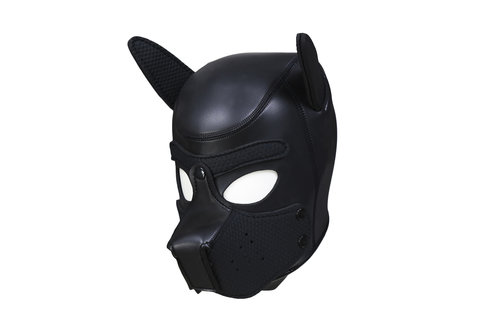 Puppy Dog BDSM Kapuze L – Schwarze Neopren-Hundemaske
