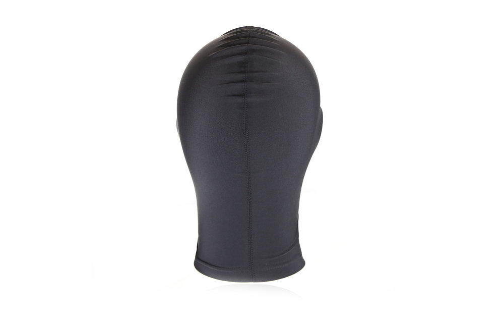 Comfortabel BDSM Kap Masker Zwart Open Mond, Ademend Spandex