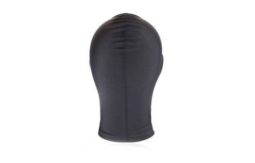 Comfortabel BDSM Kap Masker Zwart Open Mond, Ademend Spandex