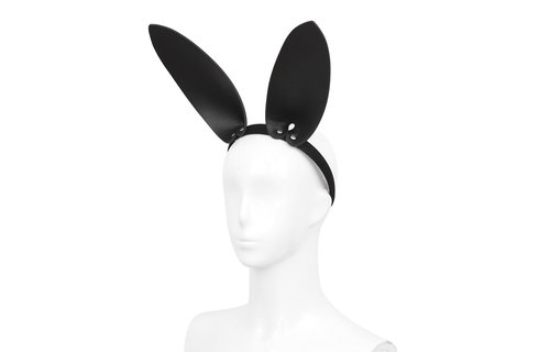 Black Leather Bunny Ears Headband
