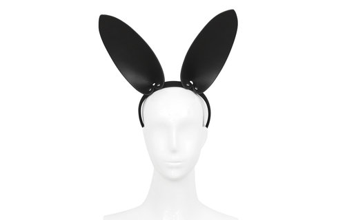 Black Leather Bunny Ears Headband