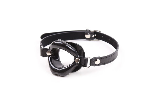 Mouth Gag Black - Soft PU Mouth Gag for Spread Lips