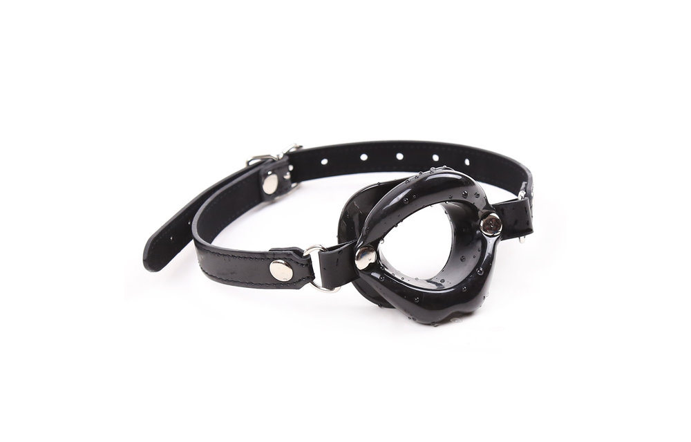 Mouth Gag Black - Soft PU Mouth Gag for Spread Lips