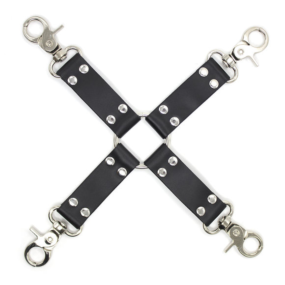 Hogtie Bondage Set with Metal Snap Hooks & PU Leather