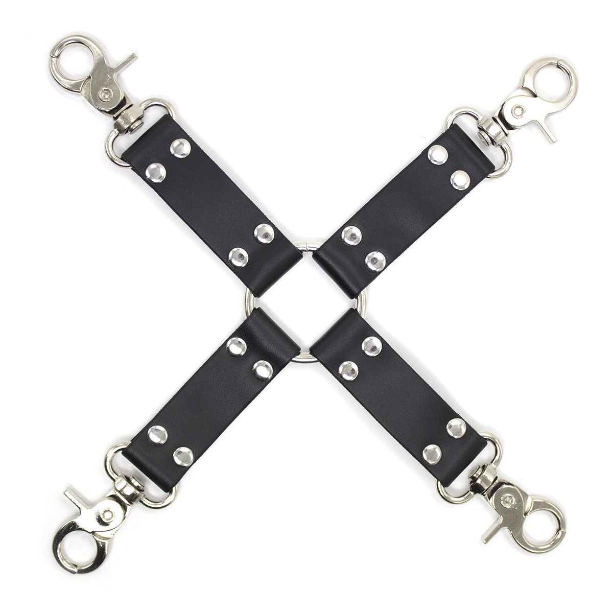 Hogtie Bondage Set with Metal Snap Hooks & PU Leather