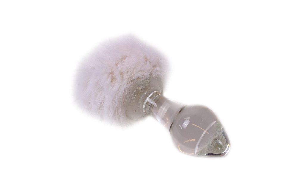 Glass Buttplug White Tickler 13 x 4.2 cm