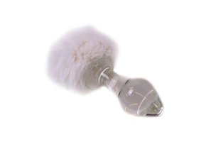 Glass Buttplug White Tickler 13 x 4.2 cm