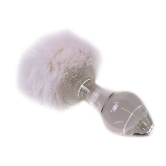 Glazen Buttplug Witte Tickler 13 cm - Koel & Warm Sensatie