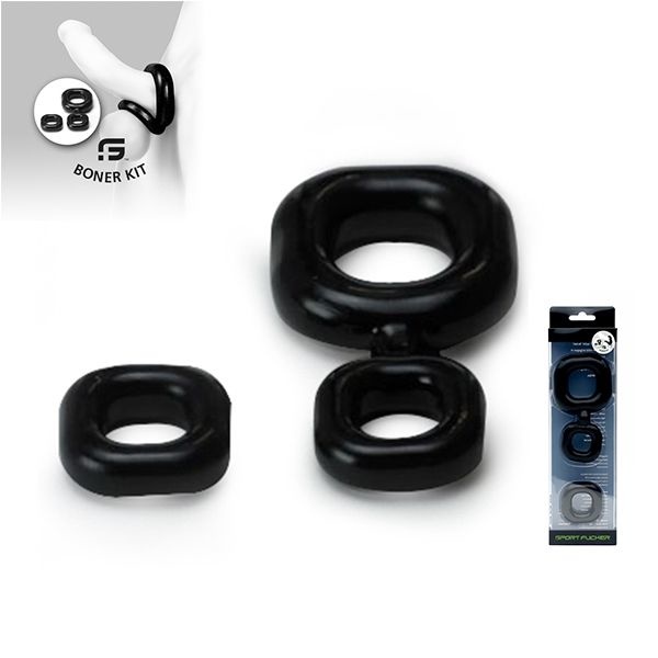 Boner Kit Cock Ring & Ball Stretcher Black – Sport Fucker Pro
