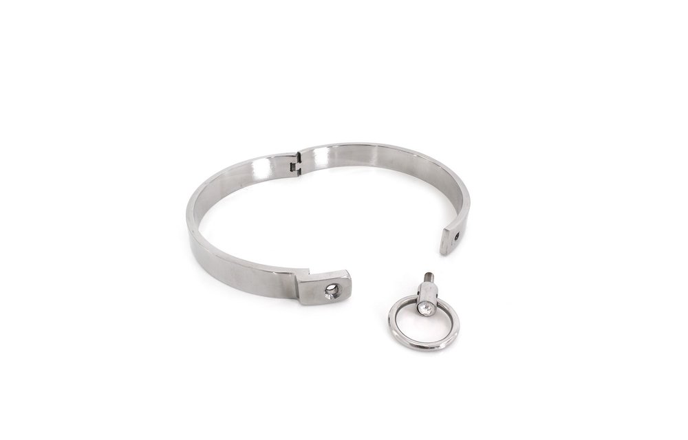 Stahlhalsband L mit Edelstein | Kinky & stilvolles Accessoire