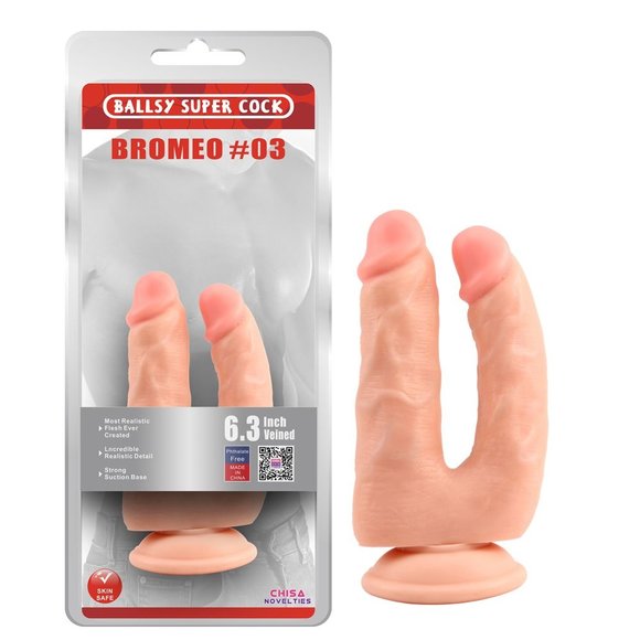 Double Dildo Bromeo 18 cm | Realistic & Suction Cup PVC
