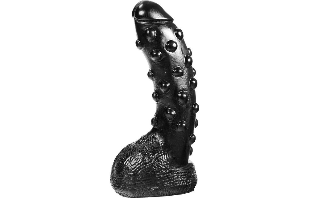 Zwarte Dildo 22,5 cm Dark Crystal - Noppen, Waterdicht