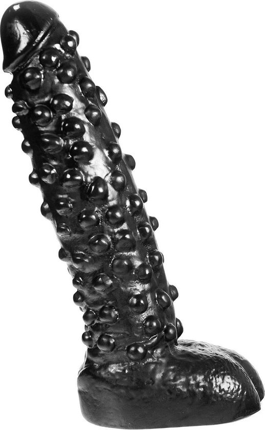 Zwarte Gigantische Dildo 28 cm | Dark Crystal, Noppen & Waterdicht