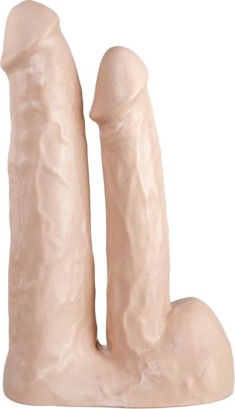 Dubbele Dildo 20,5/14 cm – Vlees & Zwart, Veilig & Luxe
