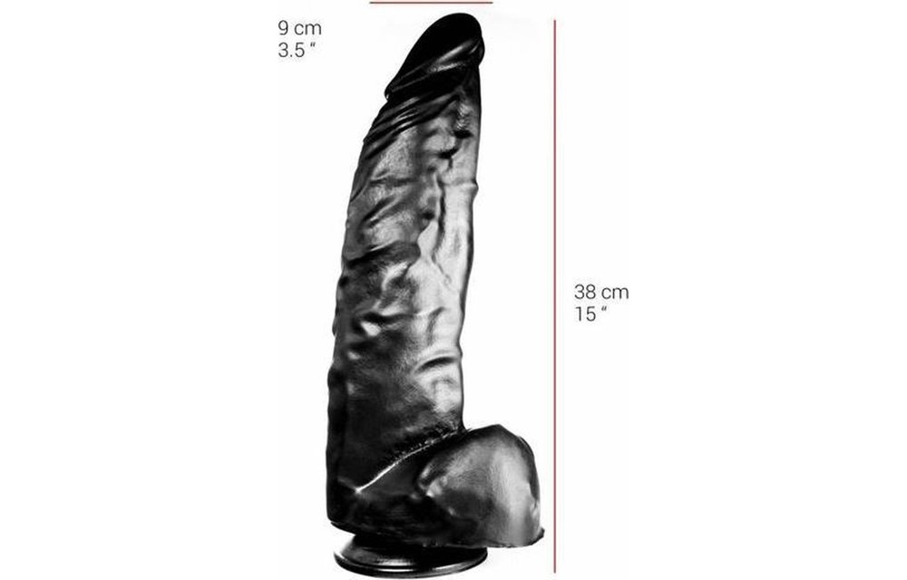 Dildo 38 cm 9 cm | Suction cup, Flesh & Black, PVC & Safe