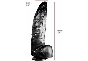 Dildo 38 cm 9 cm | Saugnapf, Hautfarben & Schwarz, PVC & Sicher