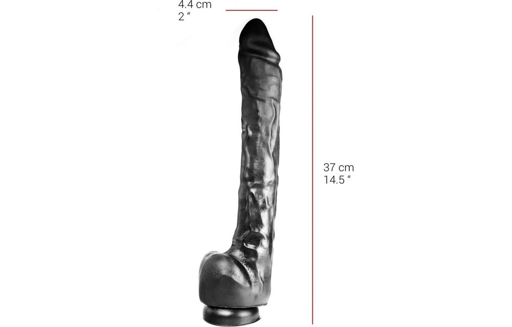 Dildo 37 cm with Suction Cup – Flesh & Black, Safe PVC