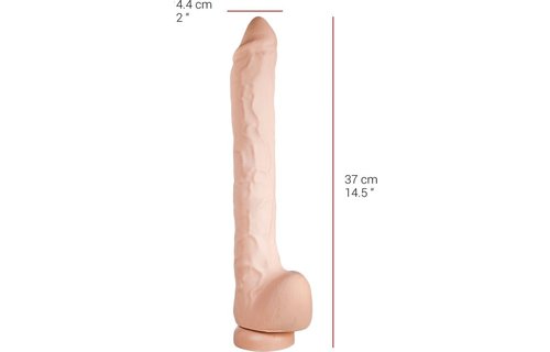 Dildo 37 cm met Zuignap – Vlees & Zwart, Veilig PVC