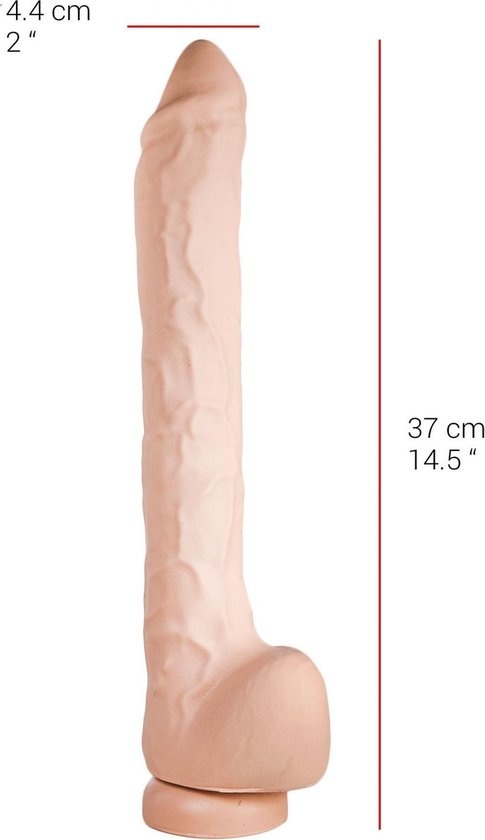 Dildo 37 cm with Suction Cup – Flesh & Black, Safe PVC