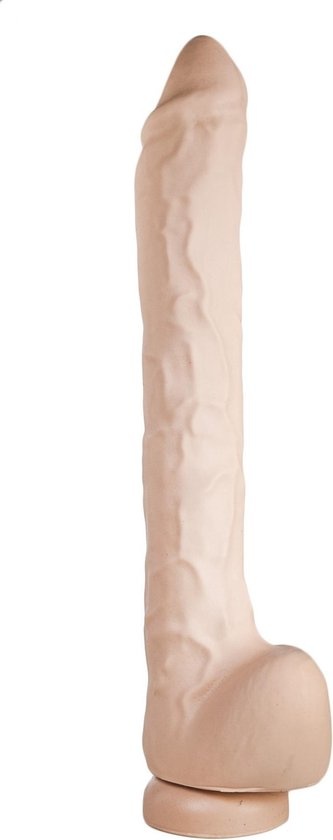 Dildo 37 cm met Zuignap – Vlees & Zwart, Veilig PVC