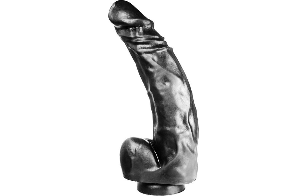 Dildo 34,5 x 7 cm - Zuignap, Vlees/Zwart, 33 cm Länge