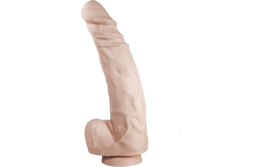 Dildo 34,5 cm x 7 cm – Saugnapf, Hautfarben & Schwarz, PVC