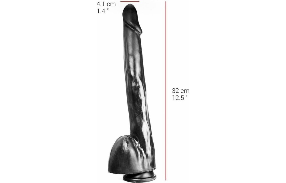 32 cm dildo with suction cup – flesh & black, PVC, safe