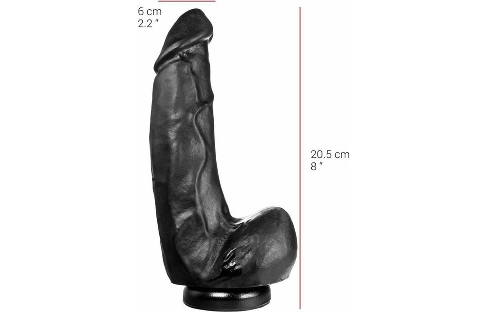 Dildo 18 cm x 6 cm with suction cup – black & flesh colour