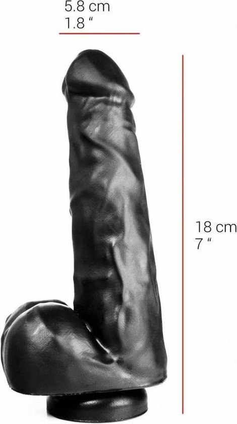 Dildo 18 cm met Zuignap | Vlees & Zwart | PVC, Veilig
