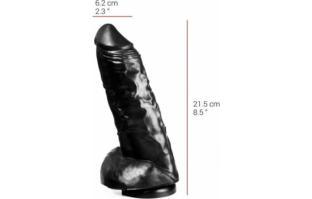 Dildo 21,5 cm – Zuignap, Latexvrij, Vlees & Zwart