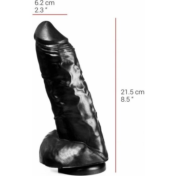 Dildo 21,5 cm – Zuignap, Latexvrij, Vlees & Zwart