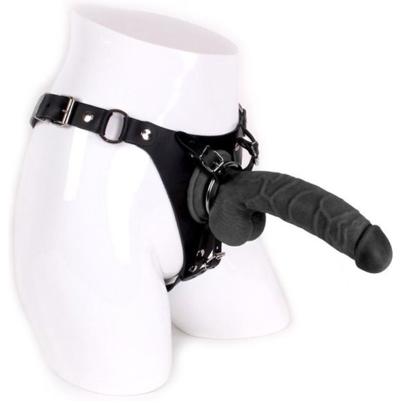 Kiotos COX Strap-On + Dildo 22 cm | Leder Harnas & TPE Dildo