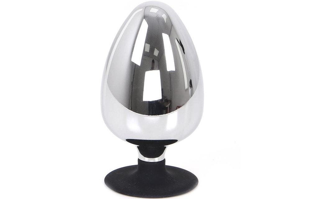 Großer Buttplug mit Saugnapf 12 & 13,3 cm – Edelstahl
