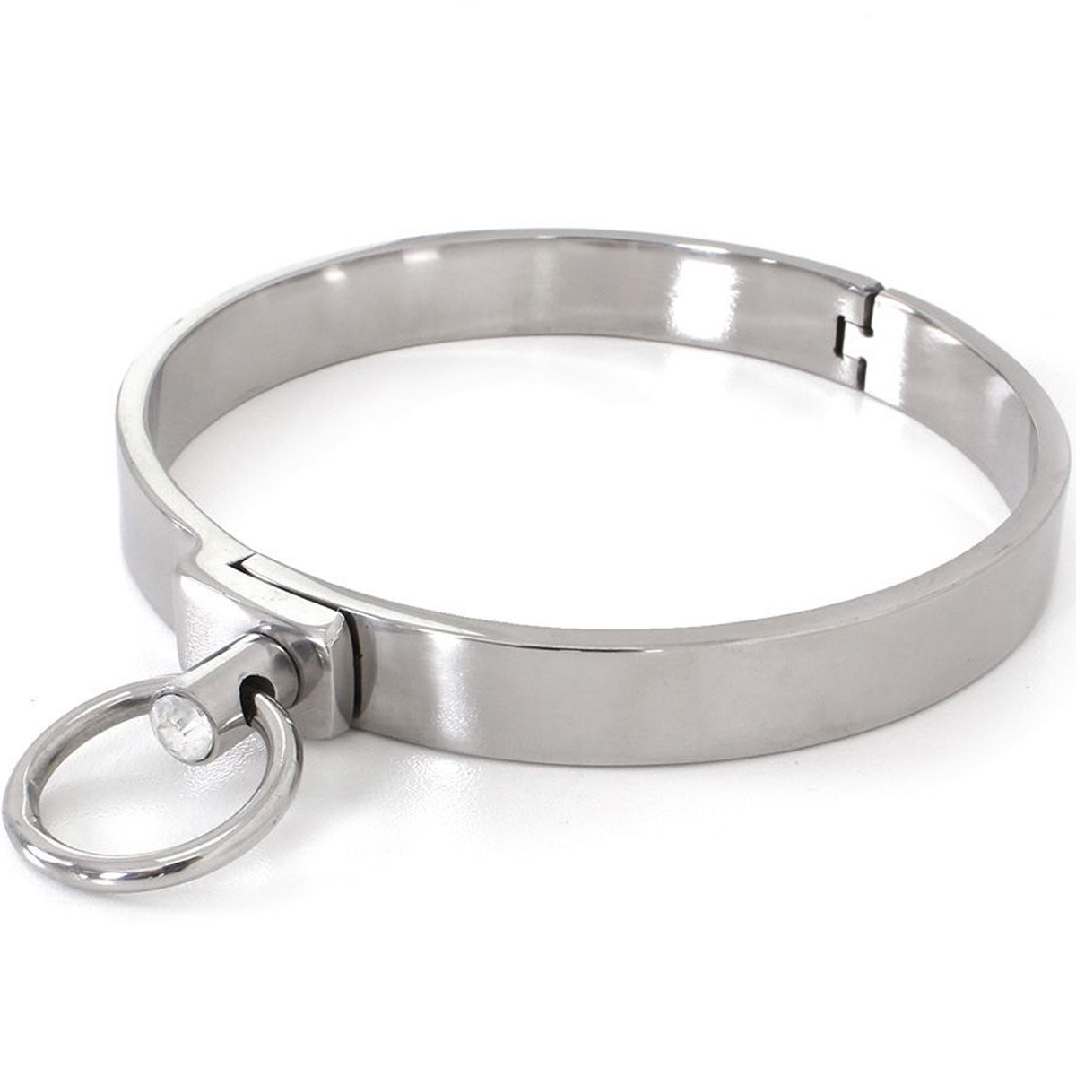 Massives Stahlhalsband (M) mit Edelstein | BDSM & Kinky Gear