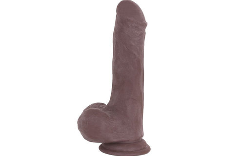 Brown Suction Cup Dildo 18 cm | Realistic & Flexible TPE
