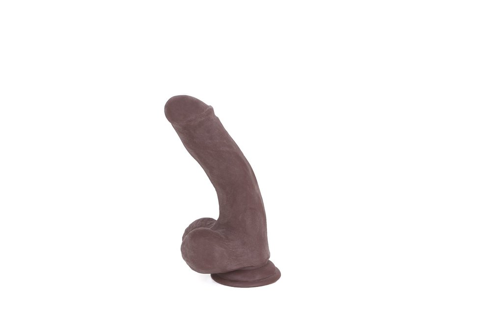 Brown Suction Cup Dildo 18 cm | Realistic & Flexible TPE
