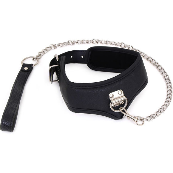 PU Leather Collar With Strap | Adjustable 39-49 cm