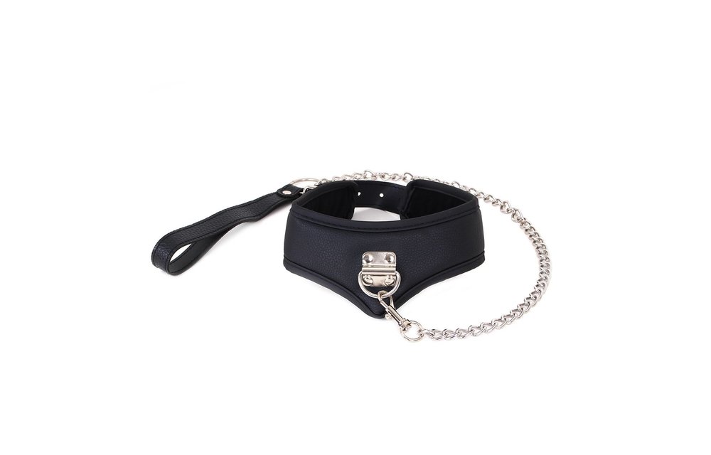 PU Lederen Halsband Met Riem | Verstelbaar 39-49 cm