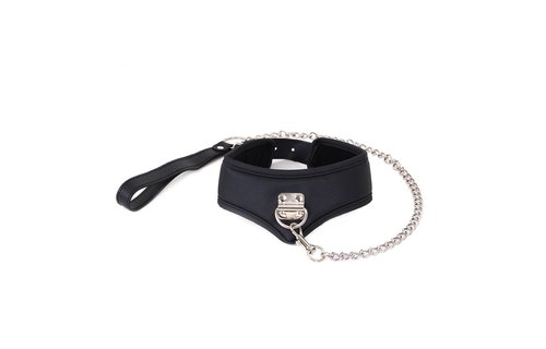 PU-Lederhalsband mit Riemen | Verstellbar 39-49 cm
